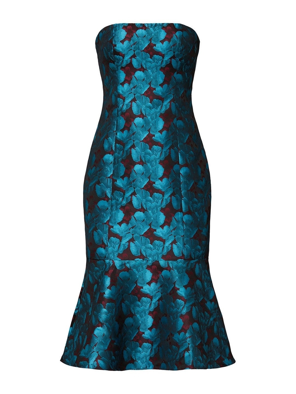 Aidan Mattox Strapless Teal Jaquard Cocktail Dress Size 4